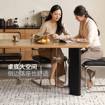 实木餐桌现代简约餐厅桌子白蜡木黑色奥斯塔撞色长桌