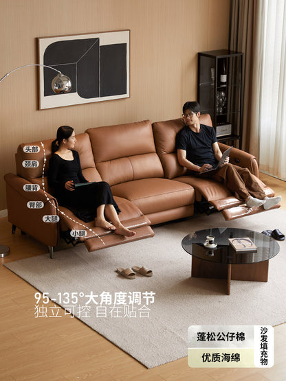 真皮零靠墙现代简约客厅伸缩多功能电动沙发