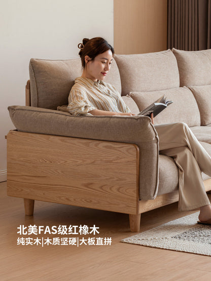 实木客厅现代简约橡木高靠背沙发随性布艺沙发