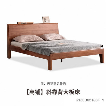 全实木床北欧卧室黑胡桃木大床现代简约1.5米1.8米双人床