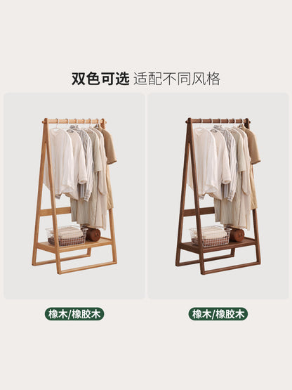 实木挂衣架现代简约置物架卧室橡木架子胡桃色衣帽架