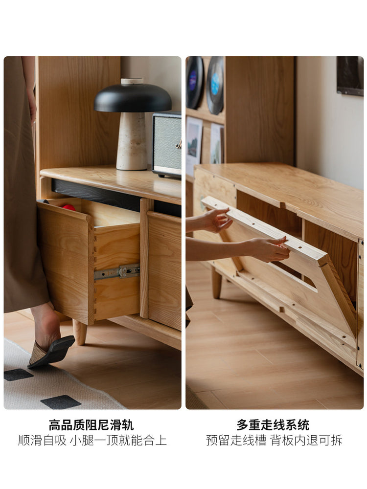 实木电视柜现代简约白蜡木收纳储物地柜客厅电视机柜