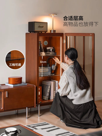 实木边柜包豪斯收纳储物柜客厅展示柜小户型夹缝书柜