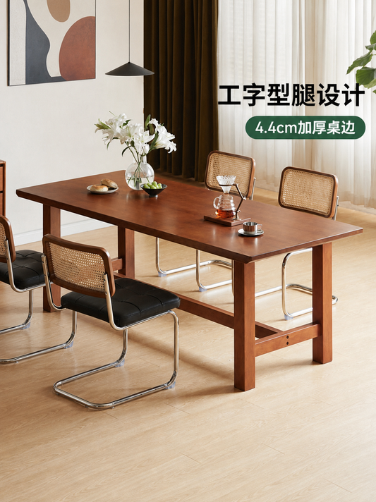实木餐桌2025新款中古风餐厅大板桌复古长桌吃饭桌子