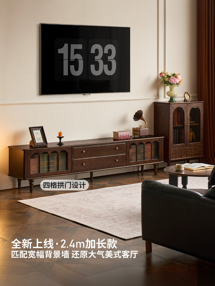 实木电视柜茶几组合套装客厅美式复古地柜法式电视机柜