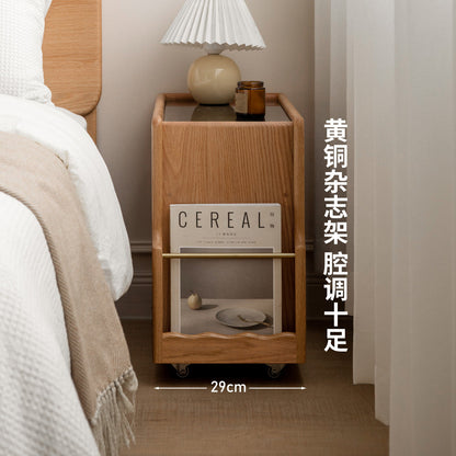 实木边几现代中古风客厅收纳沙发边柜复古移动茶几