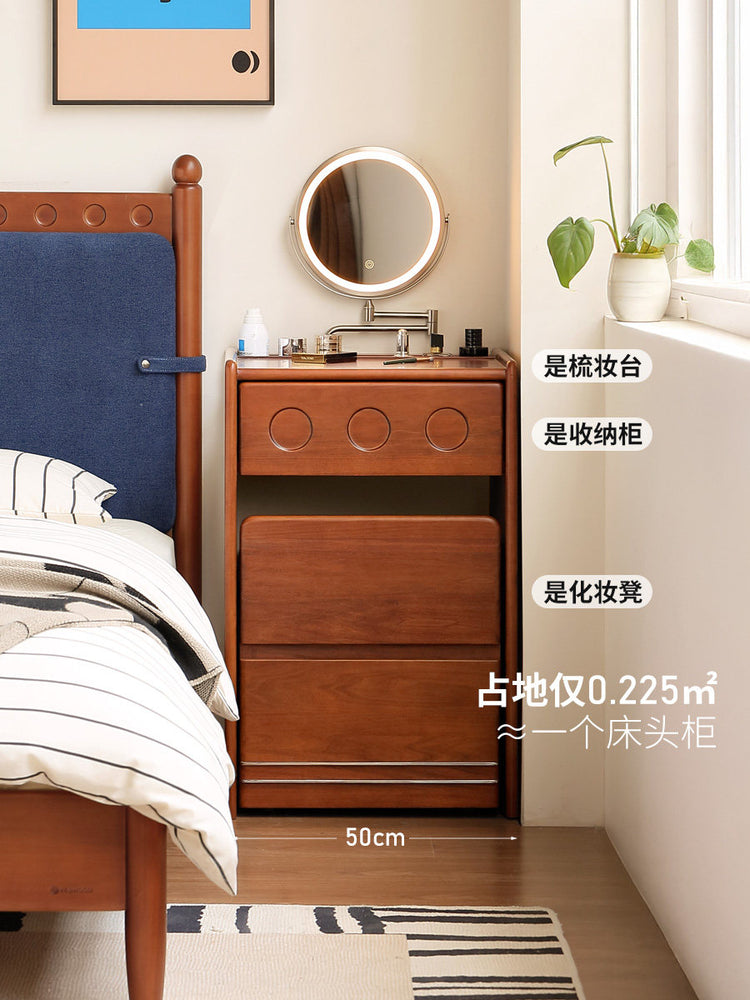 实木化妆桌卧室包豪斯小户型梳妆台经典中古化妆台
