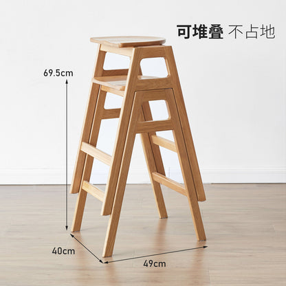实木高脚吧台凳橡木结实高脚凳现代简约可叠放高凳子