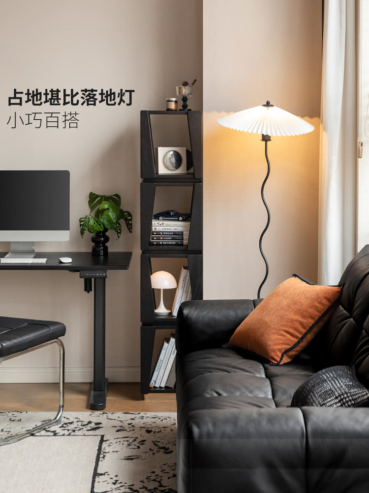 实木书架小户型落地置物架书房包豪斯展示架橡木黑色窄柜