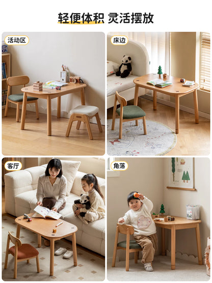 全实木儿童蒙氏手工桌阅读学习桌学生写字桌玩具桌小桌子