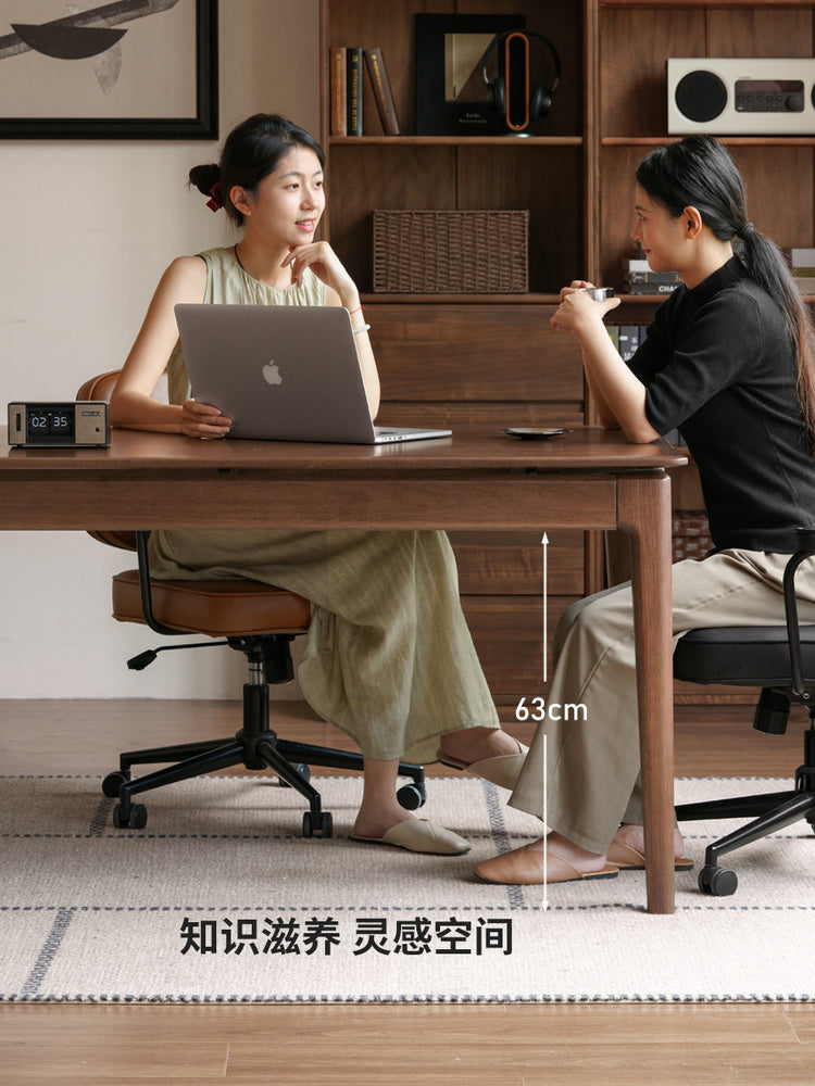 实木书桌现代简约胡桃色电脑桌书房大板桌双人办公桌