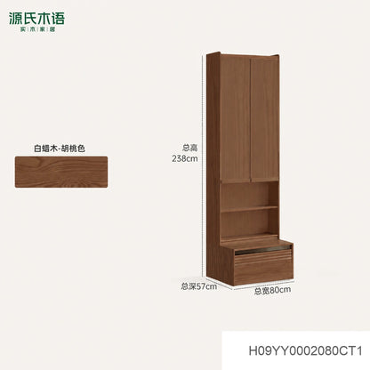 实木组合书柜黑胡桃木落地展示柜书房轻奢风书架置物柜