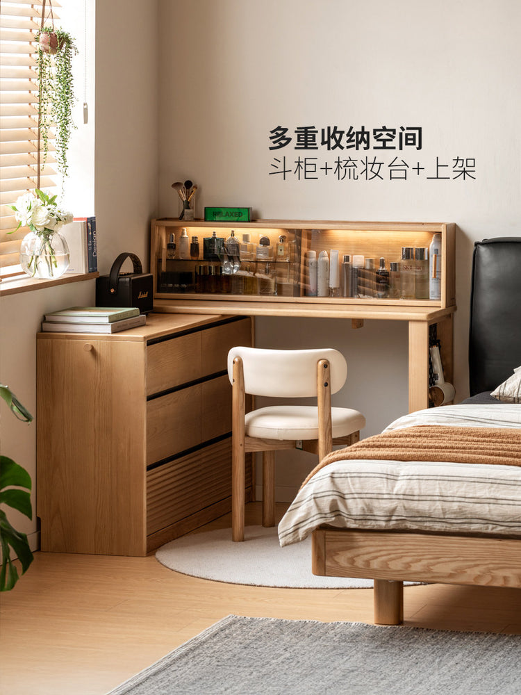 实木化妆桌现代简约白蜡木化妆台卧室多功能斗柜梳妆台