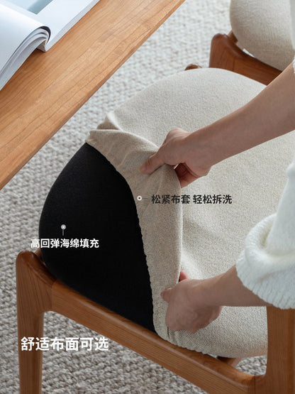 实木餐椅软包靠背椅中古简约樱桃木椅子餐厅原木凳子