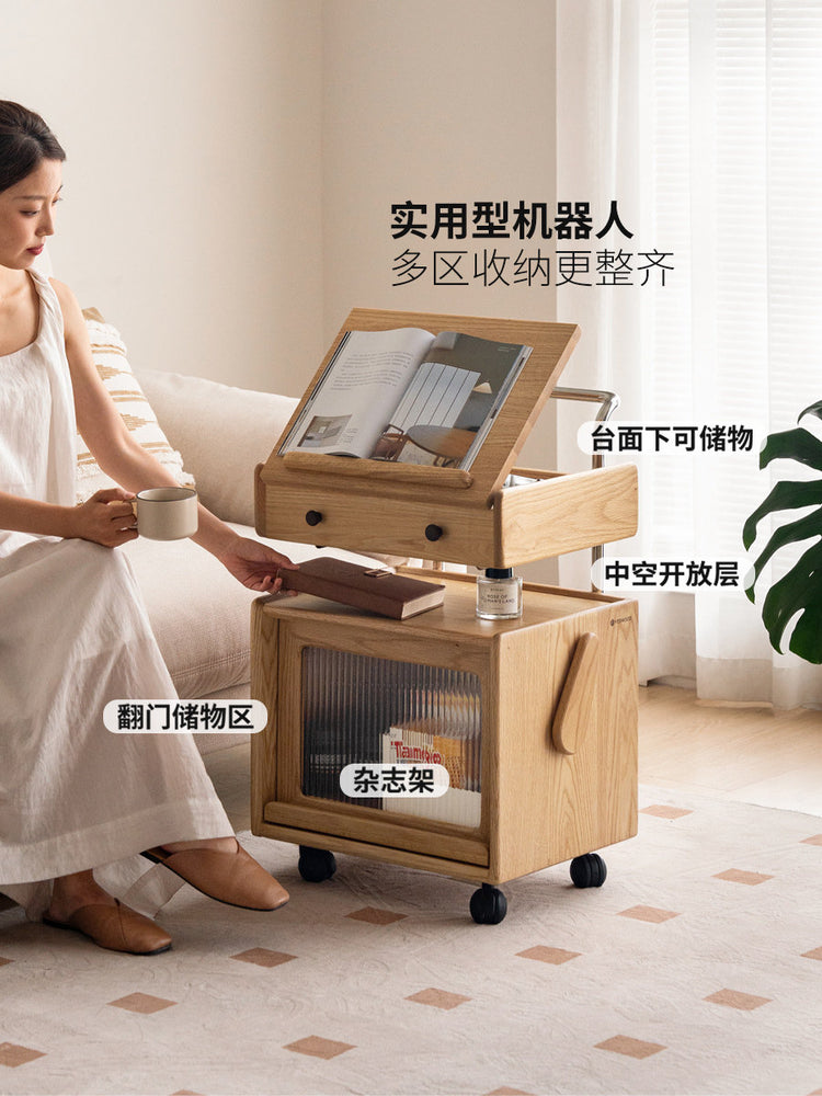 实木边几客厅现代简约储物边柜移动推车机器人床头柜