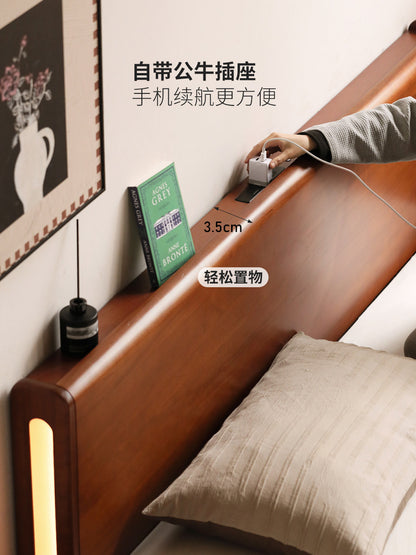 实木箱体床卧室复古收纳储物床多功能悬浮床双人床