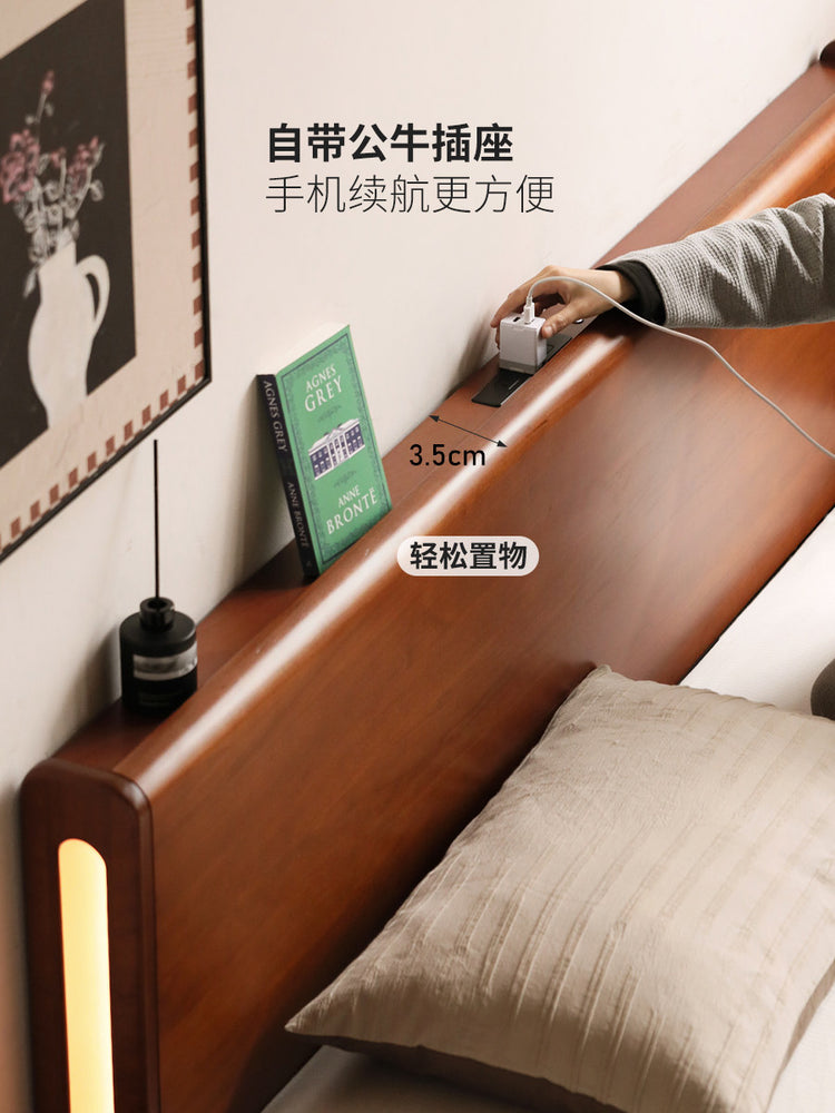 实木箱体床卧室复古收纳储物床多功能悬浮床双人床