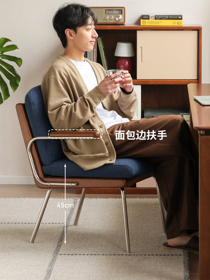 实木靠背椅书房包豪斯扶手椅软包书椅中古风休闲椅子