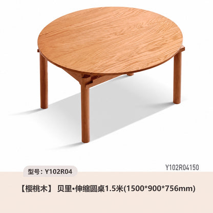 北欧实木折叠餐桌小户型原木圆桌白蜡木饭桌伸缩桌子