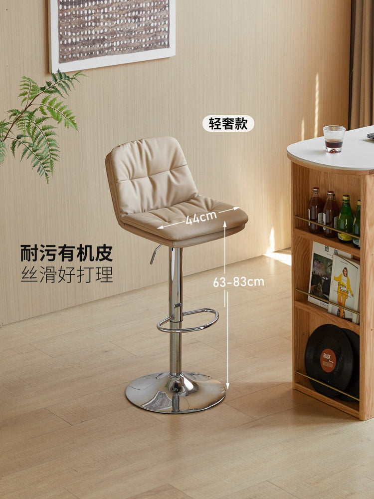 吧台椅餐厅现代简约旋转升降椅有机皮奶油风高脚椅