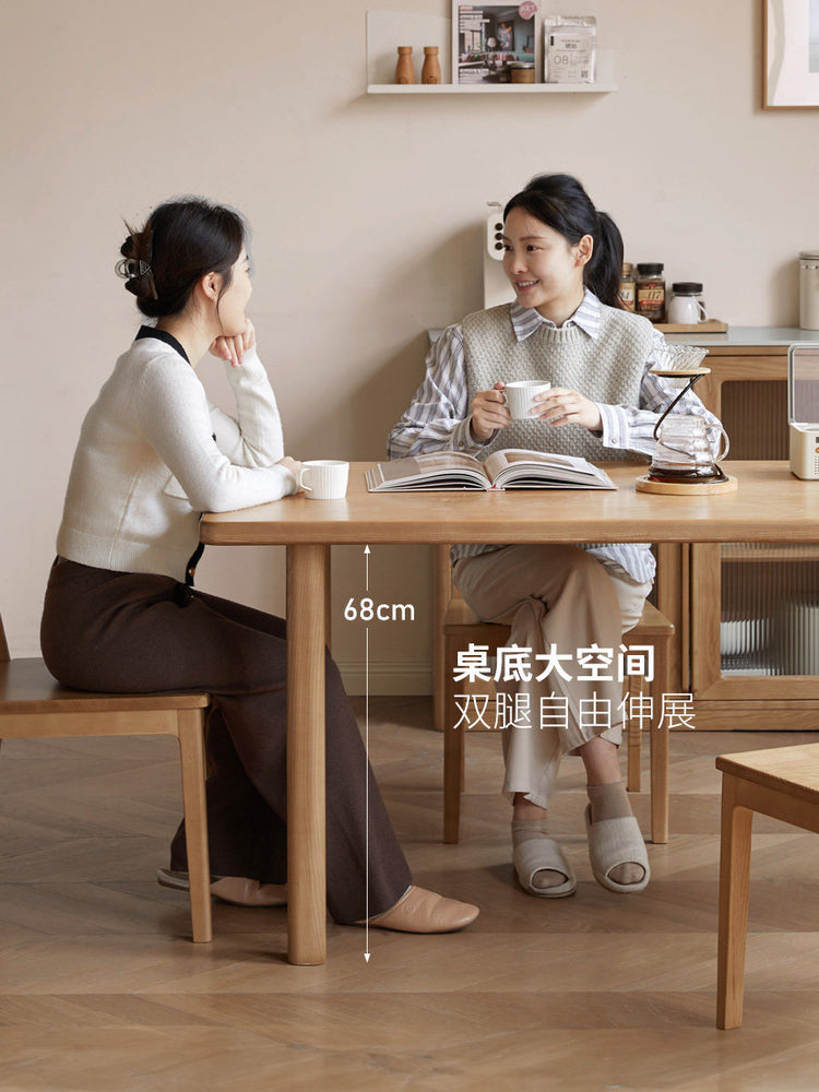实木餐桌餐厅白蜡木大板桌简约现代长方形原木吃饭桌