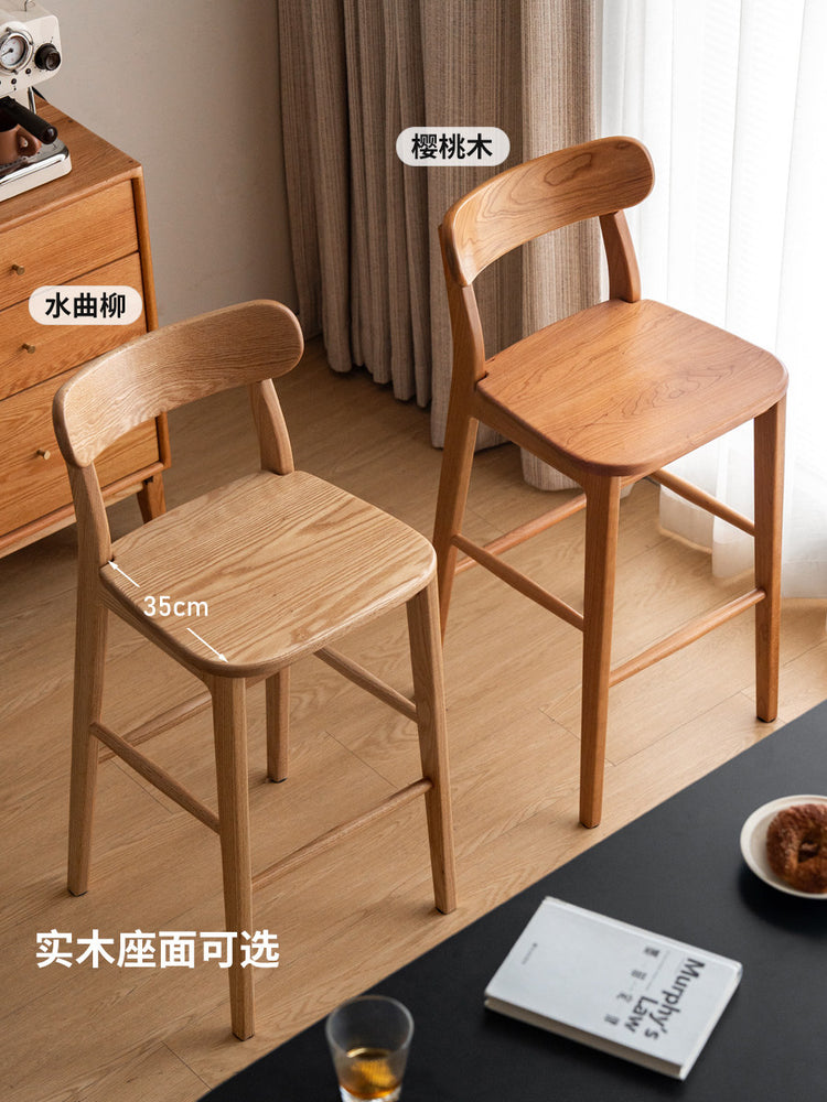 实木餐椅詹青云庞颖餐厅樱桃木吧台椅靠背椅高脚椅