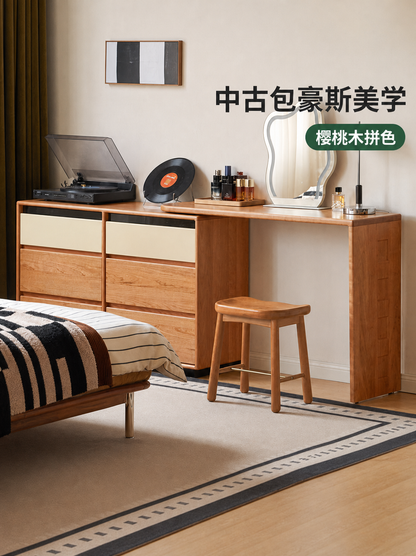 实木化妆桌现代简约六斗柜梳妆台卧室樱桃木化妆台