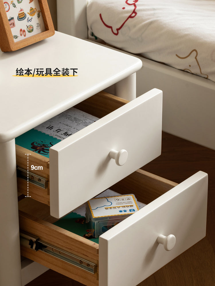 实木儿童床头柜轻美式白色床边柜小型收纳柜储物柜置物柜