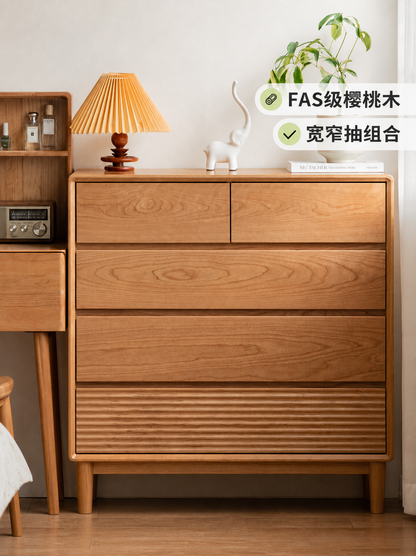实木斗柜樱桃木复古五斗柜卧室斗橱置物柜床边床尾柜