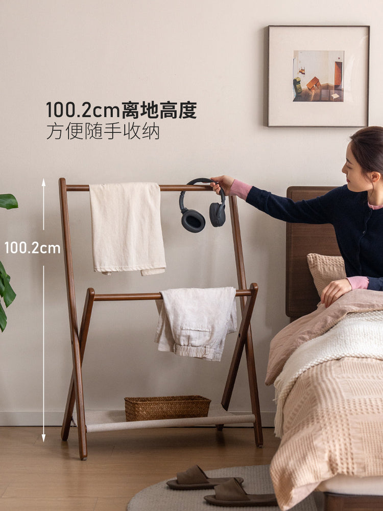 实木衣帽架现代简约山毛榉挂衣架卧室折叠衣服架子