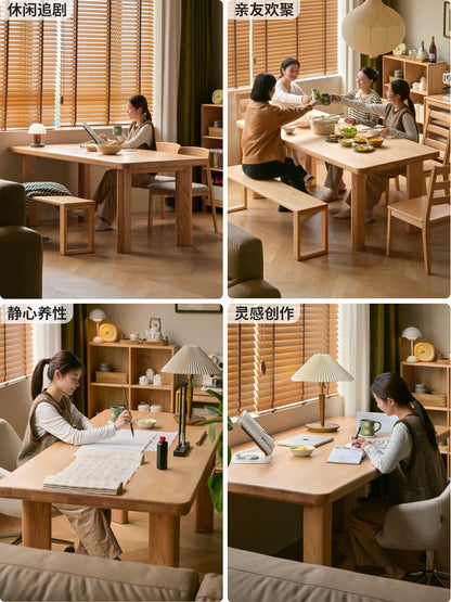 实木餐桌餐厅饭桌大板桌桌子橡木原木书桌詹青云庞颖