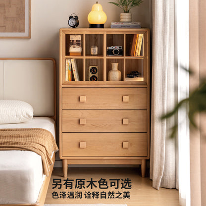 实木斗柜现代简约储物柜山毛榉胡桃色收纳柜卧室边柜