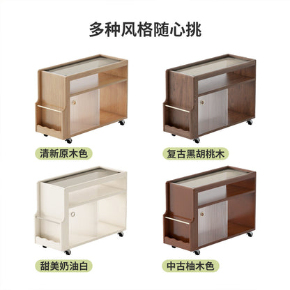实木边几现代中古风客厅收纳沙发边柜复古移动茶几