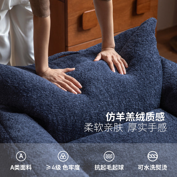 布艺沙发客厅中古风单人可拆洗休闲可躺可睡懒人沙发