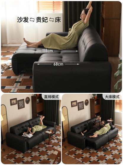 电动沙发床意式坐卧两用沙发客厅多功能小户型黑色伸缩床
