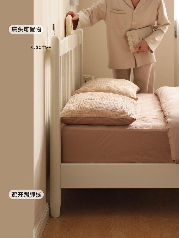 实木床奶油风双人床简约小户型温莎床卧室白色家具