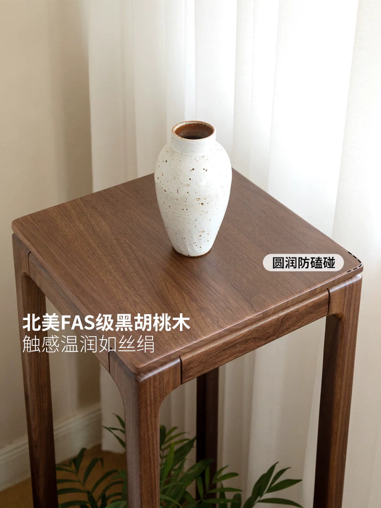 实木花架子客厅落地宋式美学黑胡桃木新中式置物架