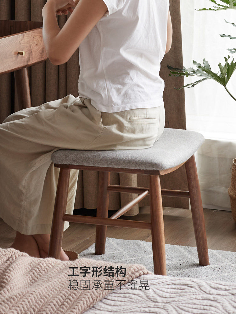 实木化妆凳简约梳妆凳软包板凳方凳布艺换鞋凳皮凳子