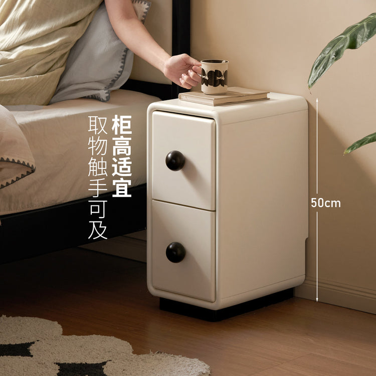 实木床头柜现代简约收纳柜卧室夹缝柜子白色储物柜