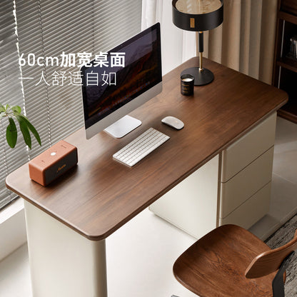 实木书桌黑胡桃木办公桌书房带下柜电脑桌储物写字桌