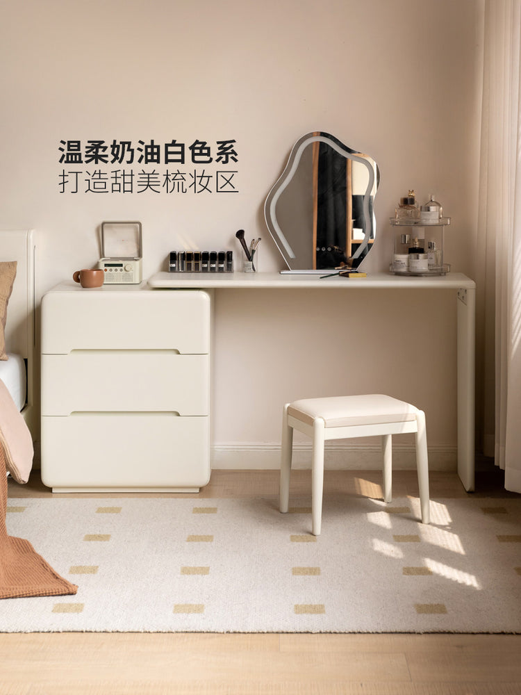 实木化妆凳现代简约卧室梳妆凳小户型白色换鞋凳子