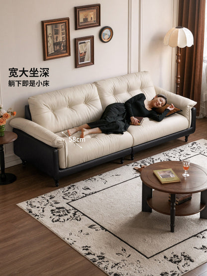 真皮沙发客厅意式轻奢直排沙发小户型三人位皮沙发