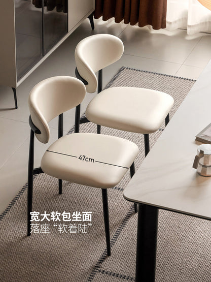 软包餐椅现代简约餐厅靠背椅铁艺休闲椅黑色餐桌椅子