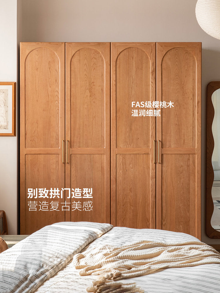 实木衣柜卧室樱桃木衣橱复古家具储物柜衣帽间收纳柜