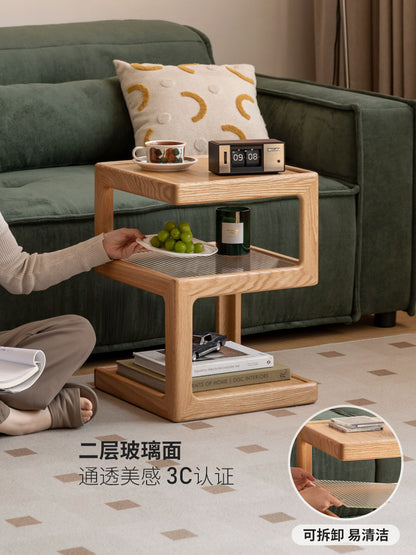 实木边几客厅现代简约沙发角几橡木置物方几原木风床头柜