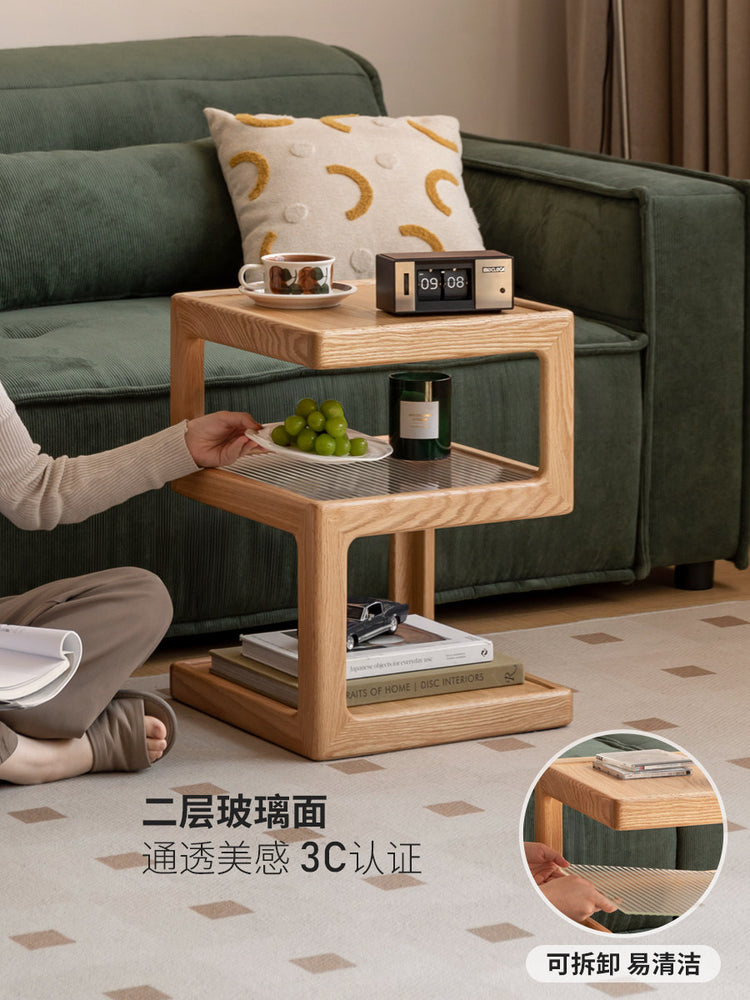 实木边几客厅现代简约沙发角几橡木置物方几原木风床头柜