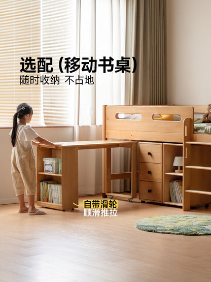 北欧实木床现代简约上床下桌多功能组合床成人儿童半高床