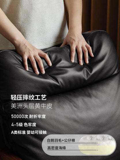 实木沙发椅客厅意式轻奢真皮单人椅阳台黑胡桃木休闲椅