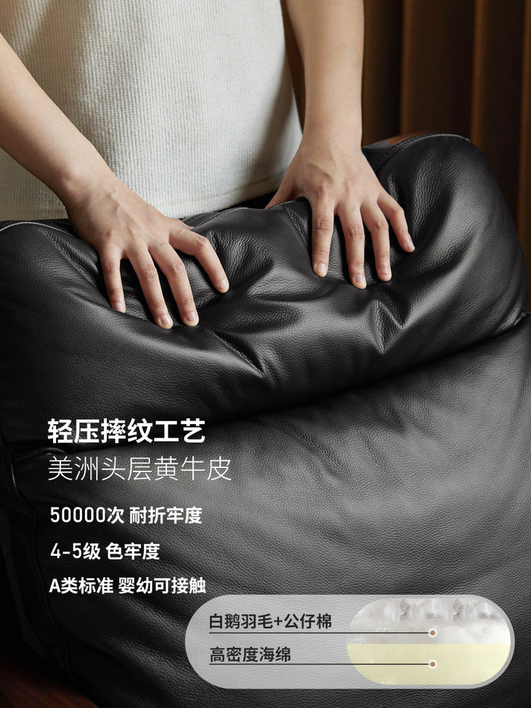 实木沙发椅客厅意式轻奢真皮单人椅阳台黑胡桃木休闲椅