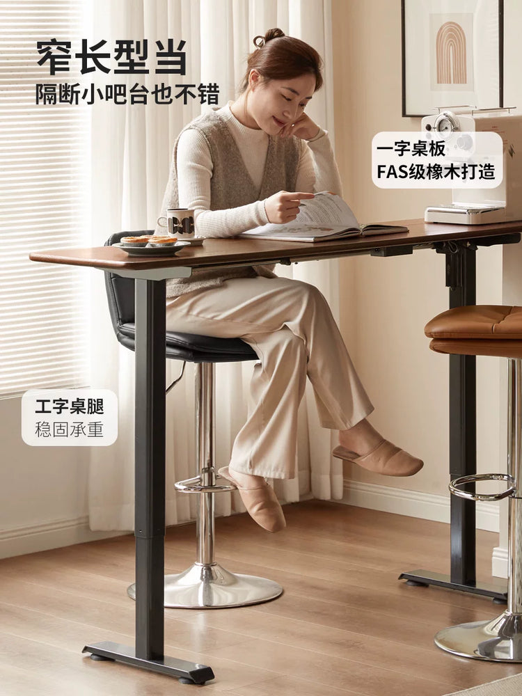 实木书桌小户型书房电动升降桌现代简约办公桌电脑桌